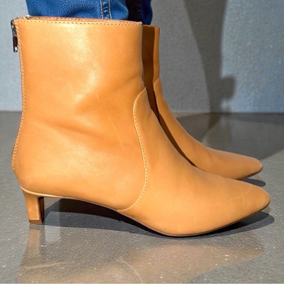 Madewell Dimes Tan Leather Pointed Toe Kitten Heel Y2K Ankle Boots Size 8.5 - Picture 6 of 12